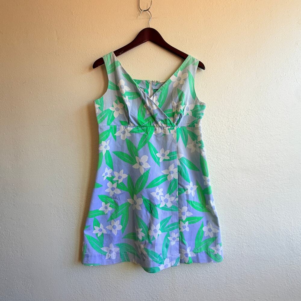 Paul Maunser Vintage 60s 70s Floral Pastel Babydoll Mini Dress Faux Wrap Size S